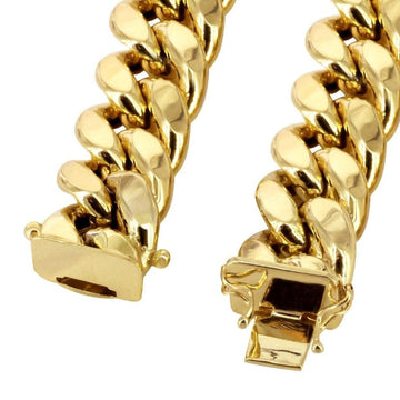 Mens Hollow Miami Cuban Link Chain | 10KT Gold