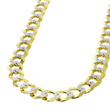 Mens Gold Chain - Hollow Diamond Cut Cuban Link Chain | 10KT Gold
