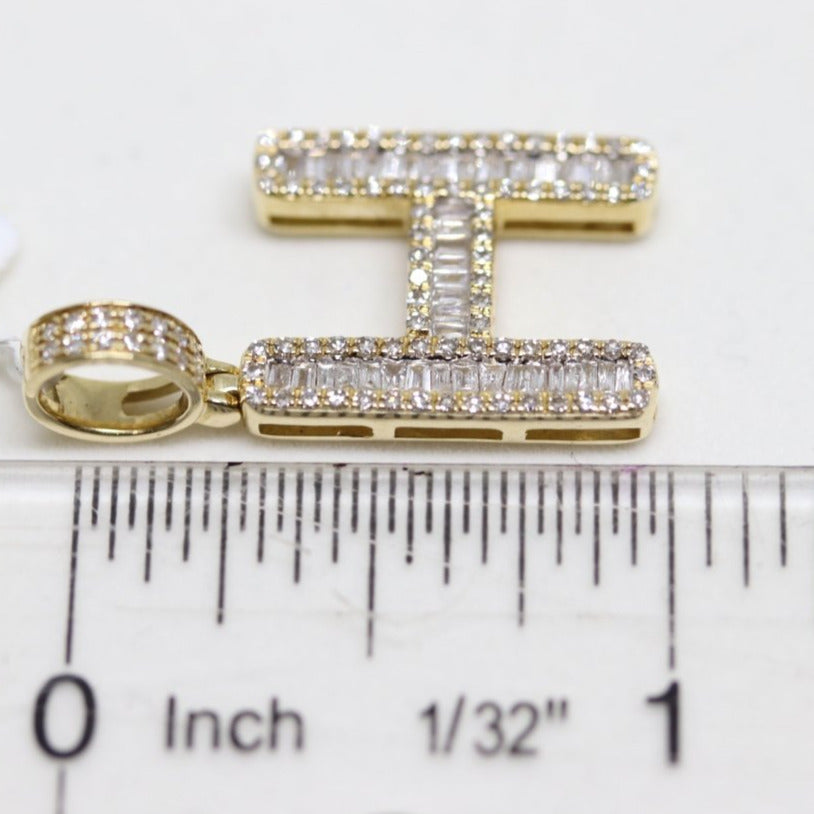 14k Yellow Gold Diamond Initial Pendant