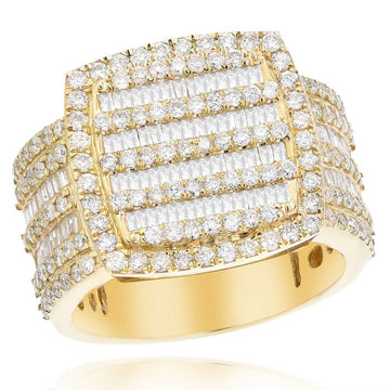 14KT Gold and Diamond Baguette Mens Ring