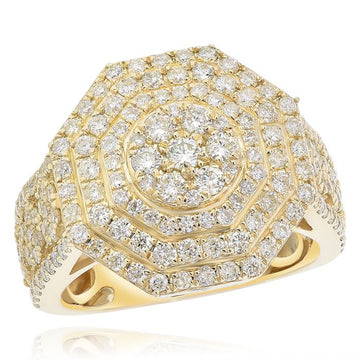 14KT Gold and Diamond Mens Octagon Ring