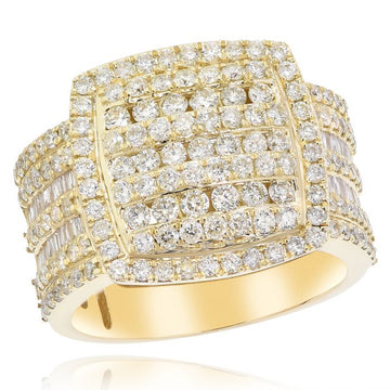 14KT Gold and Diamond Square Mens Cake Ring