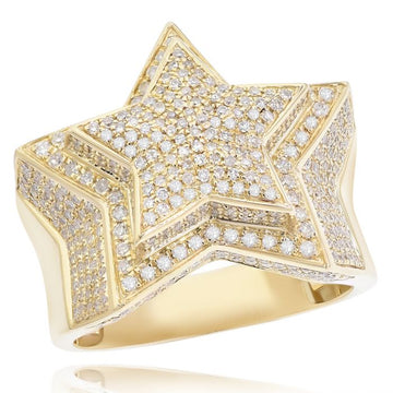 14KT Gold and Diamond Double Layer Star Ring