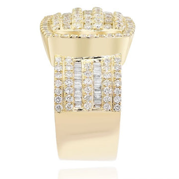 14KT Gold and Diamond Square Mens Cake Ring